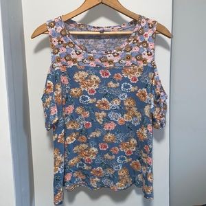 Lucky Brand Cold Shoulder Floral Top